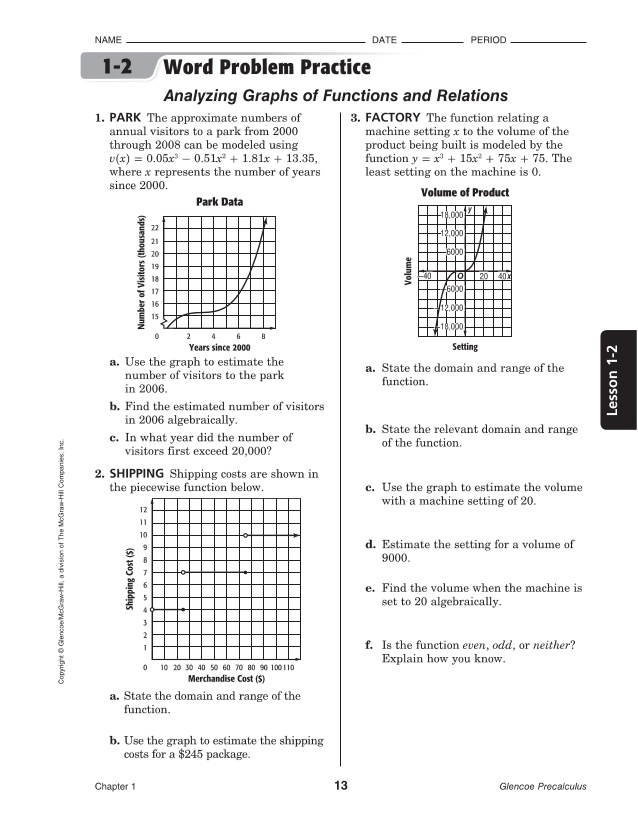glencoe precalculus worksheet answers